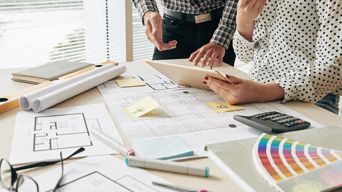 River Lattice studio lounge with materials